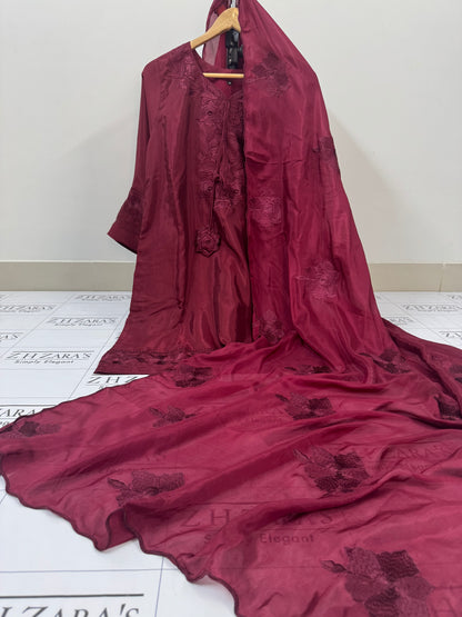Deep Maroon Zarmina 3pc