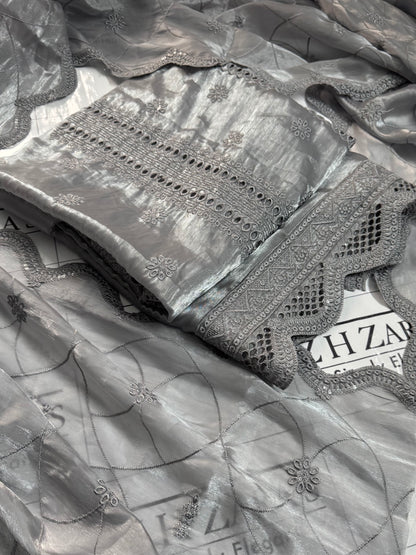 Metallic Grey Laama Silk 2pc
