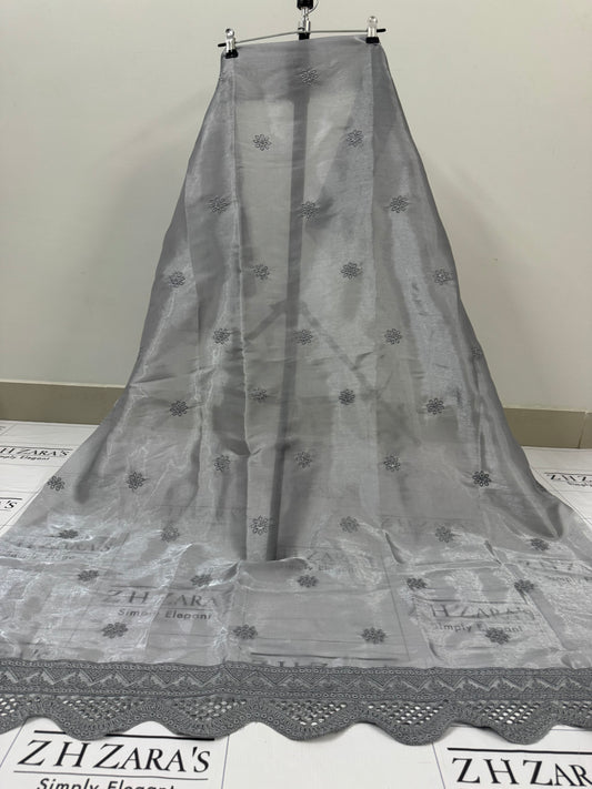 Metallic Grey Laama Silk 2pc