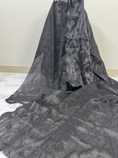 Metallic Grey Laama Silk 2pc