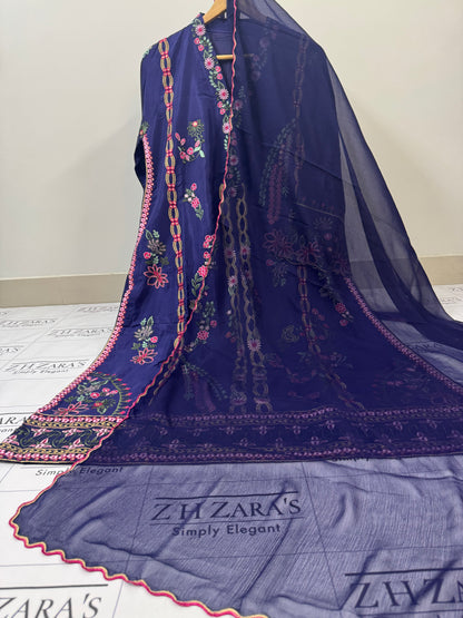Navy Blue Abeer 3pc