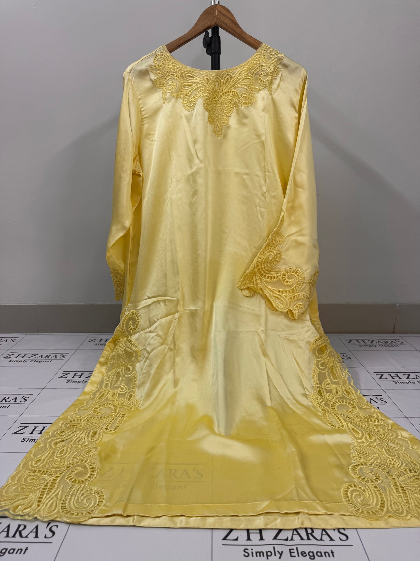 Butter Yellow Silk Cutwork 3pc