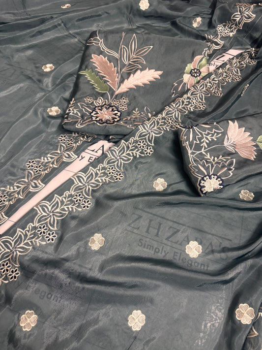 Metallic Grey Kaftan 2pc