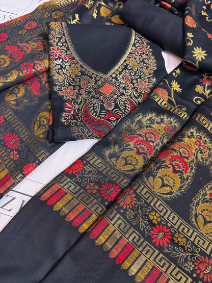 Black Gala Zari Pashmina 3pc