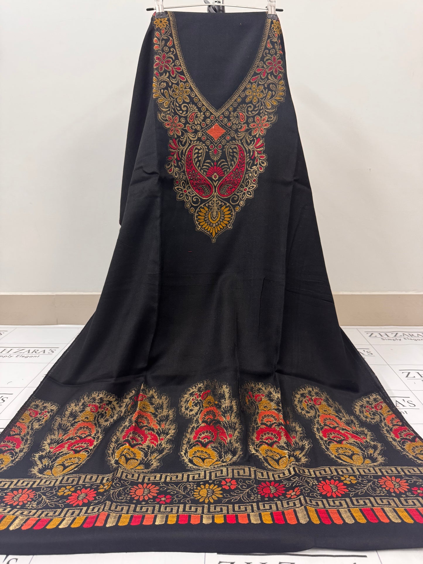 Black Gala Zari Pashmina 3pc