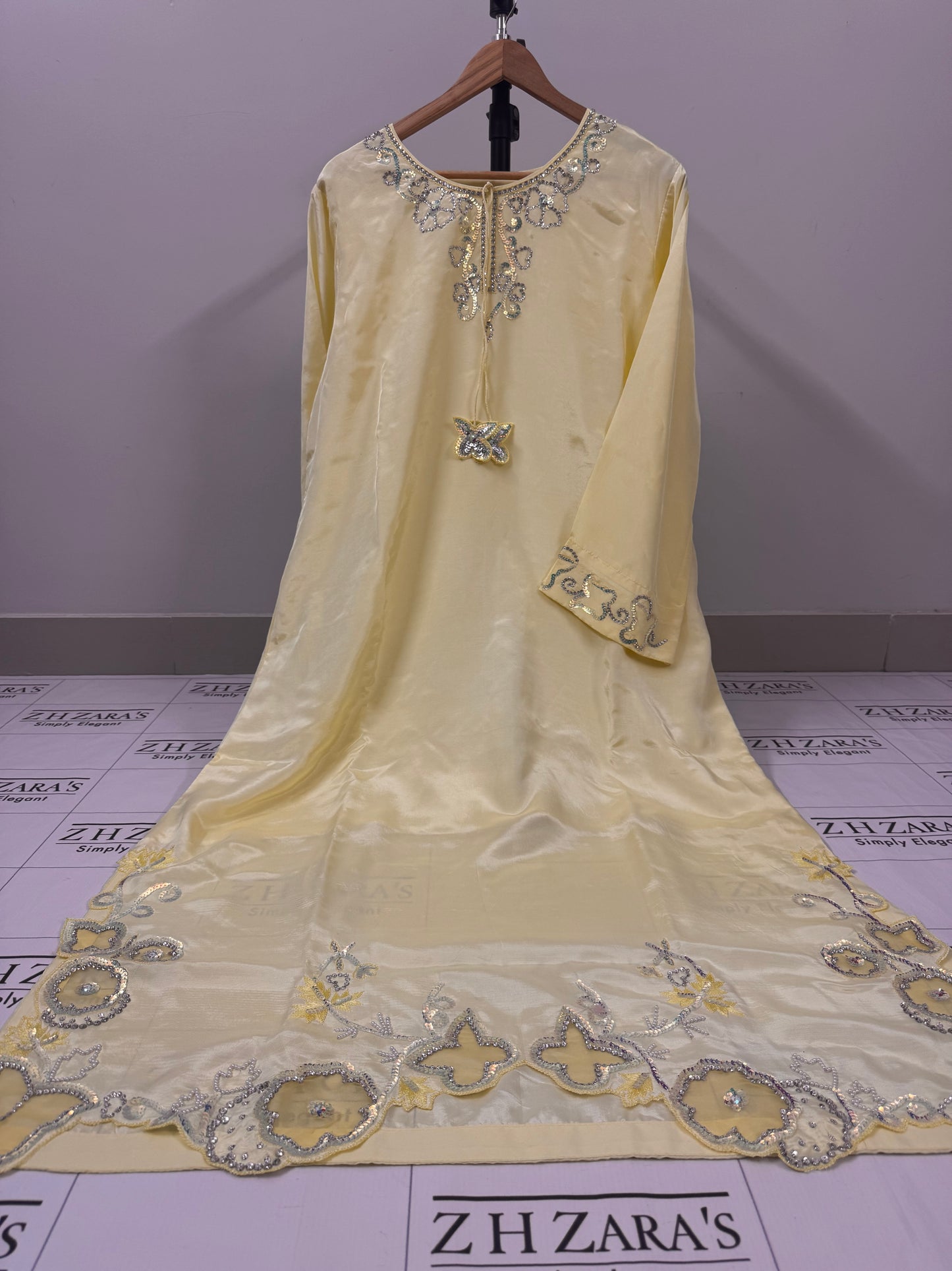 Butter Yellow Soha Kaftan 3pc
