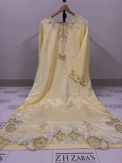 Butter Yellow Soha Kaftan 3pc