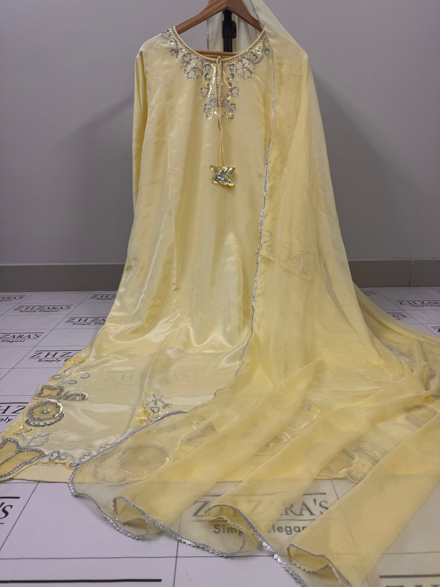 Butter Yellow Soha Kaftan 3pc