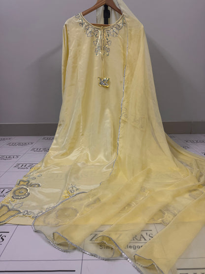 Butter Yellow Soha Kaftan 3pc