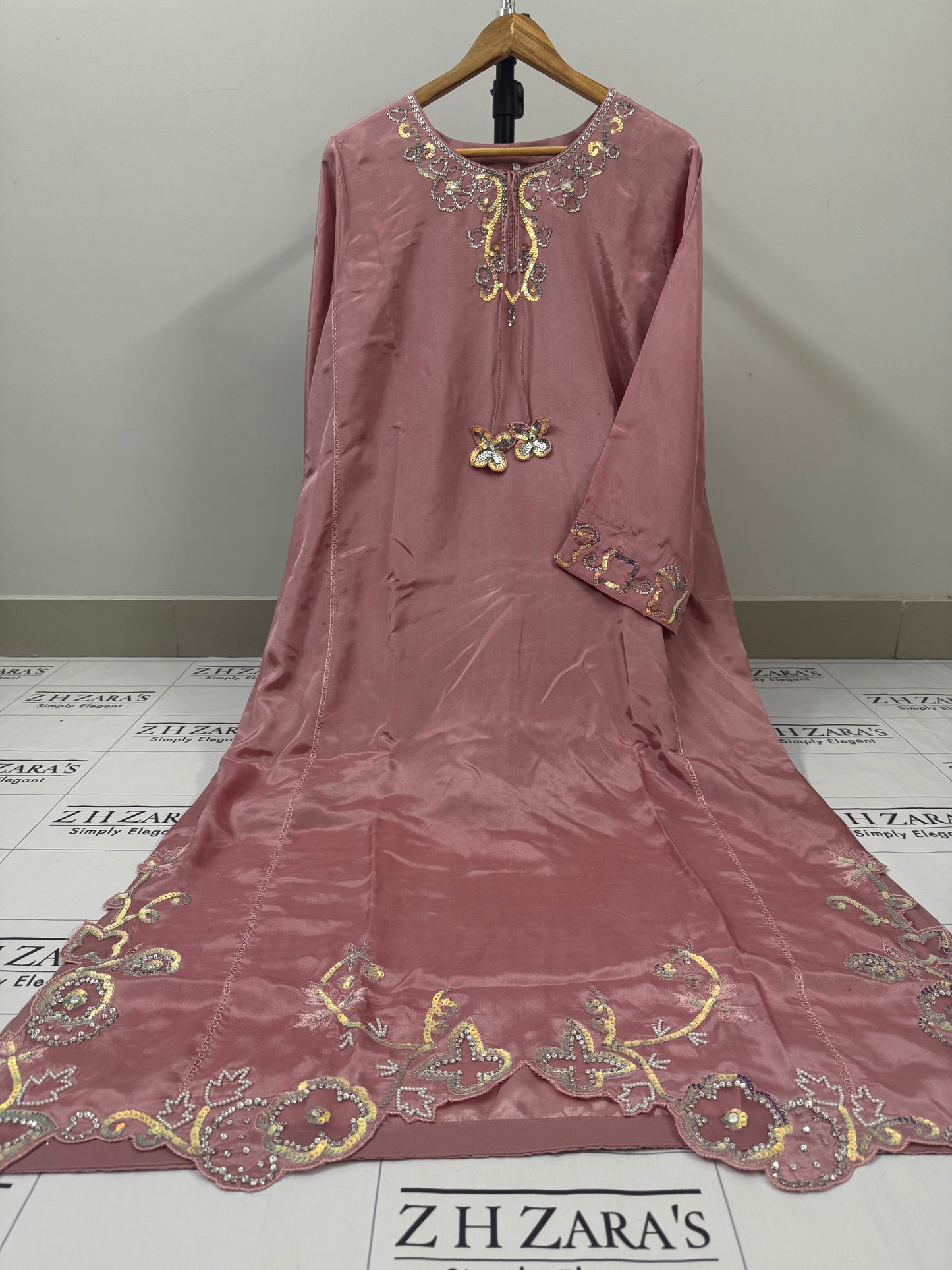 Tea Pink Soha Kaftan 3pc