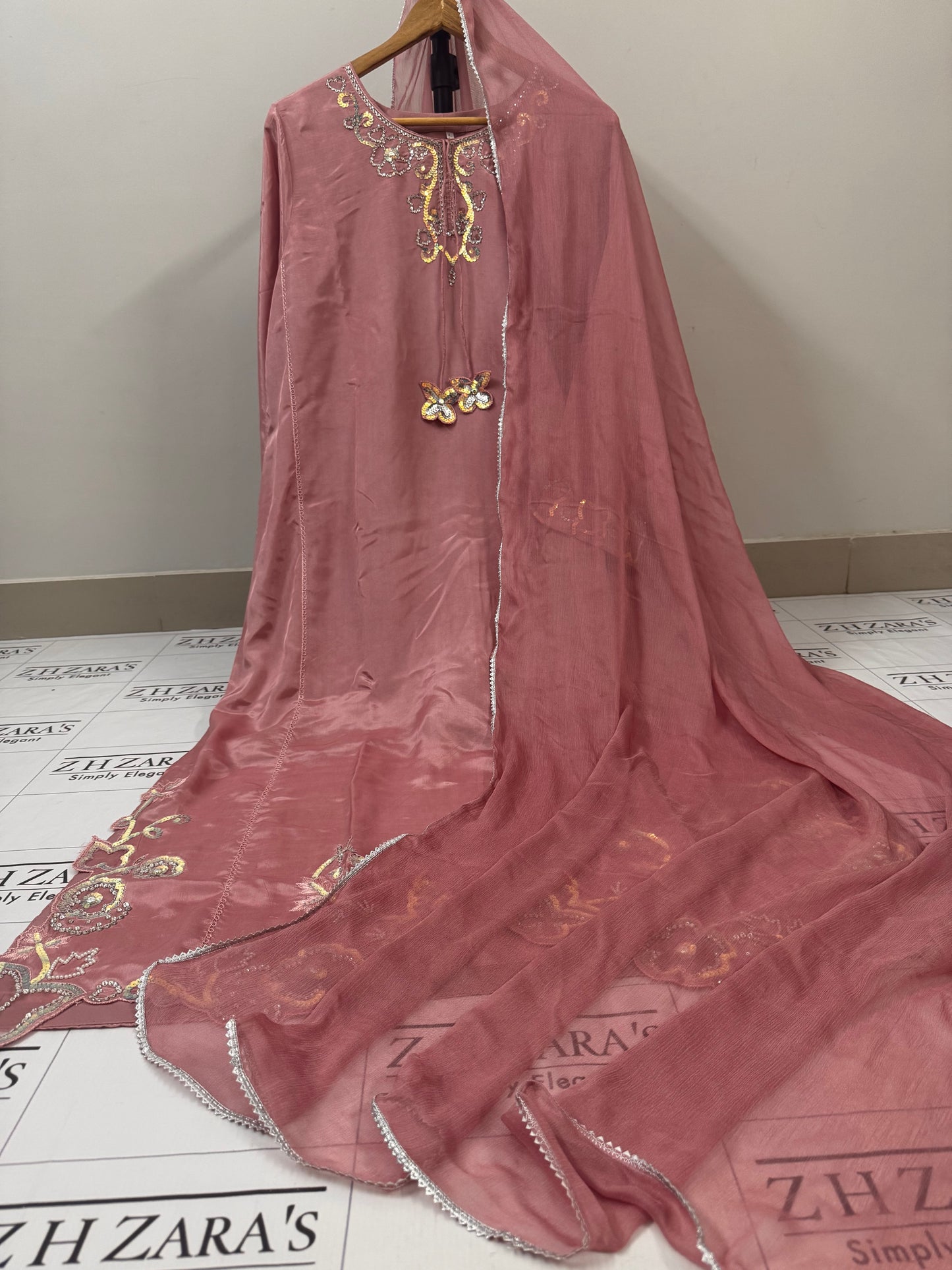 Tea Pink Soha Kaftan 3pc