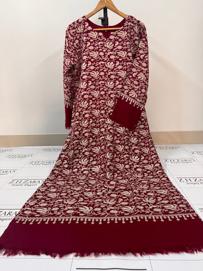 Maroon Coffee Pashmina Kaftan Shirt