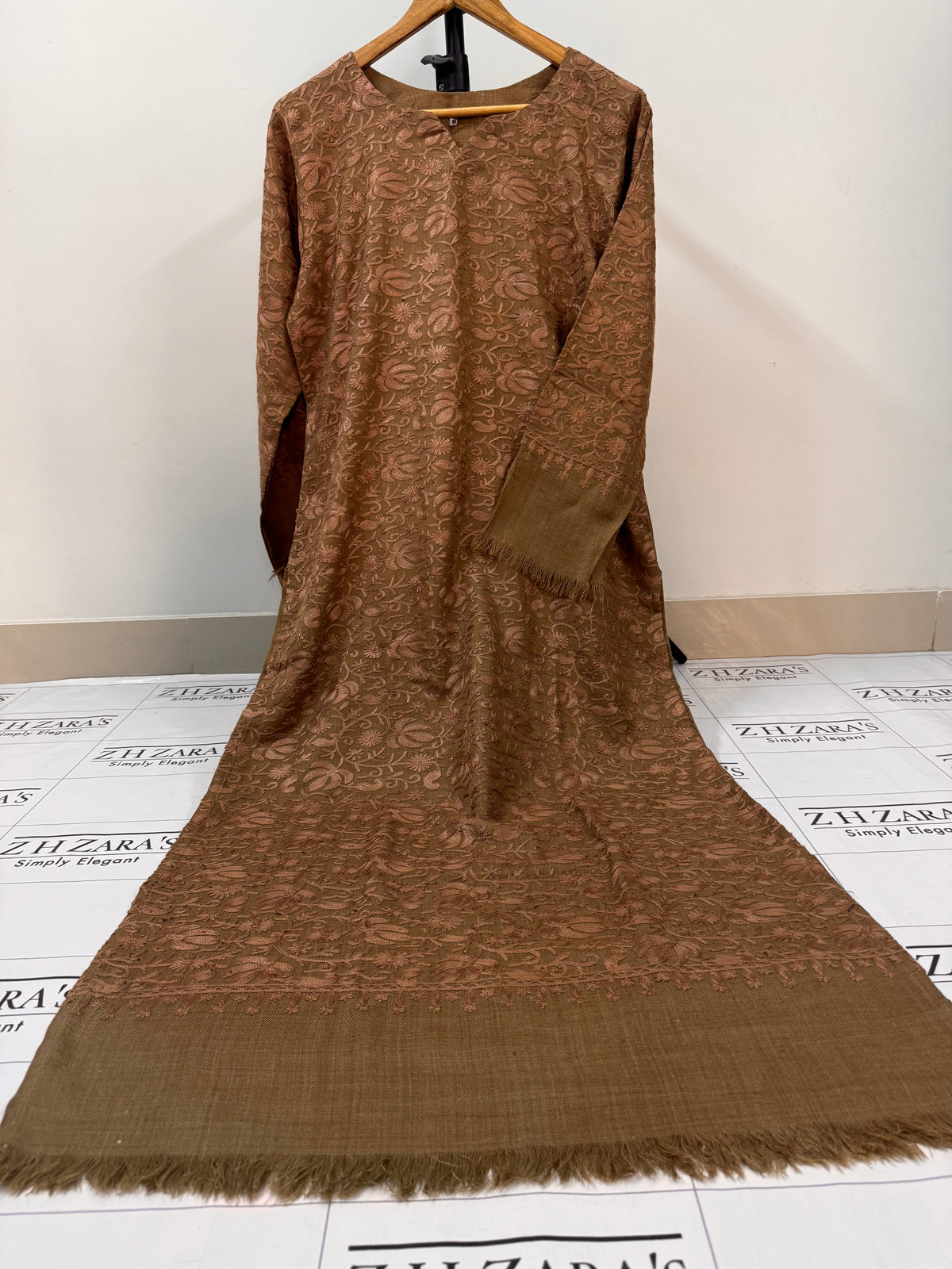 Camel Coffee Pashmina Kaftan Shirt