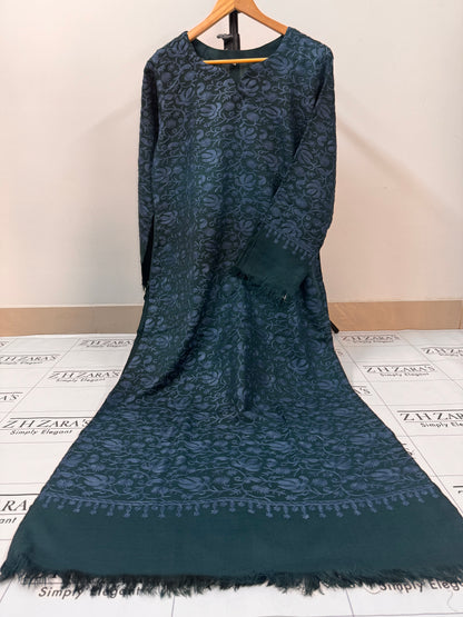 Peacock Blue Pashmina Kaftan Shirt