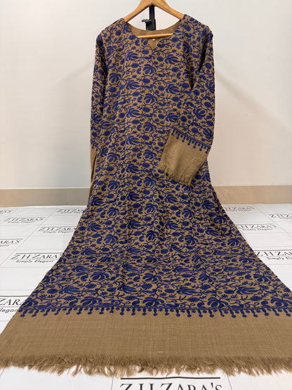 Coffee Blue Pashmina Kaftan Shirt