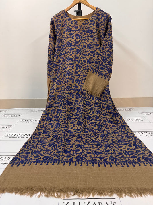 Coffee Blue Pashmina Kaftan Shirt