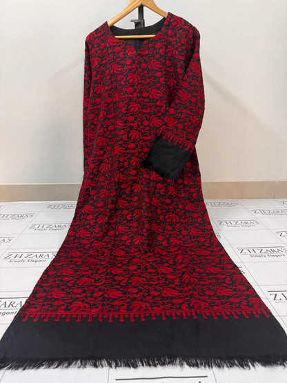 Black Maroon Pashmina Kaftan Shirt