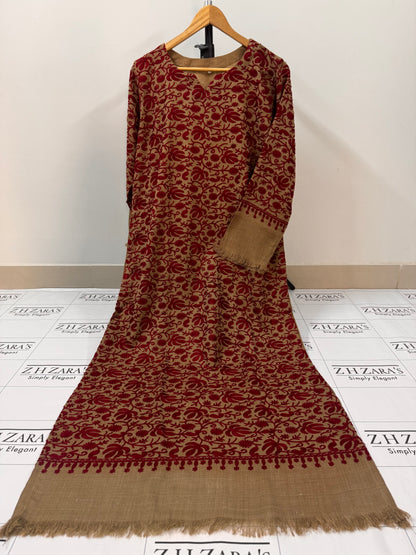 Coffee Maroon Pashmina Kaftan Shirt