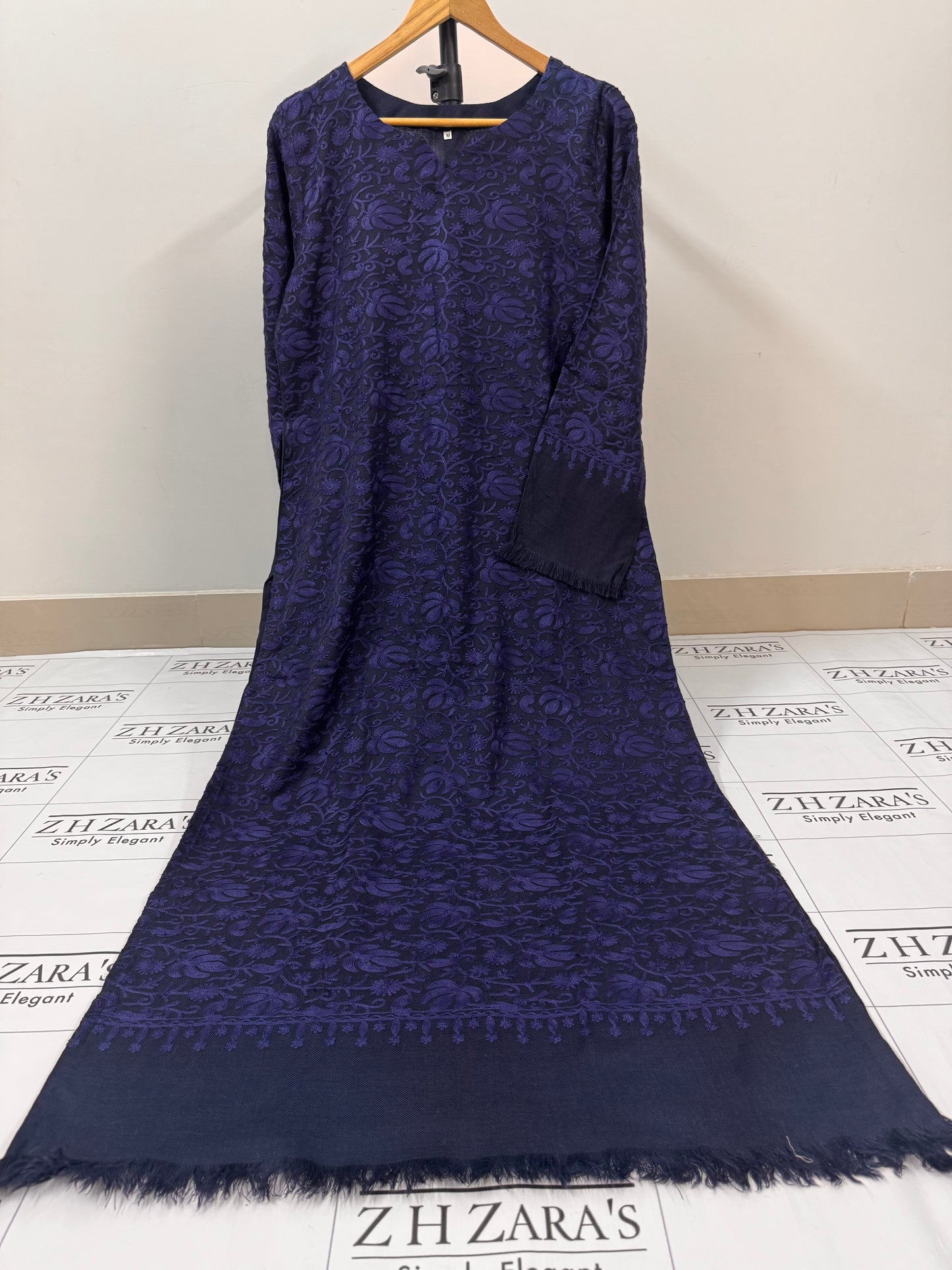 Navy Blue Pashmina Kaftan Shirt