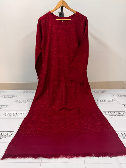 Wine Maroon Pashmina Kaftan Shirt