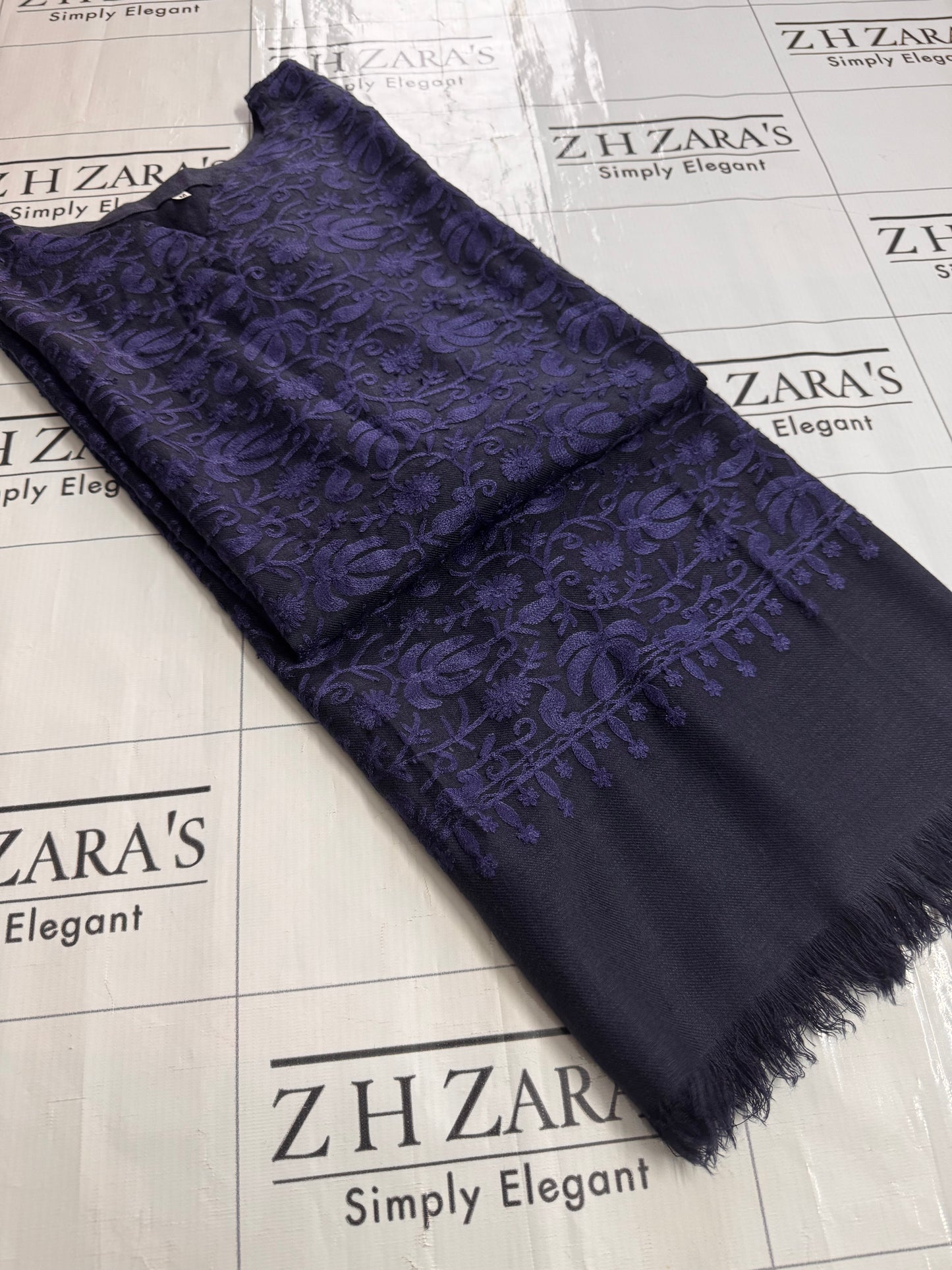 Navy Blue Pashmina Kaftan Shirt
