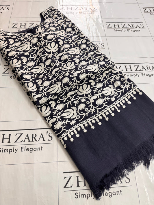 Navy Blue White Pashmina Kaftan Shirt