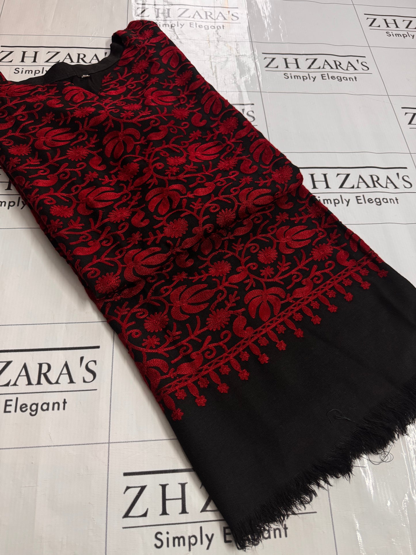 Black Maroon Pashmina Kaftan Shirt
