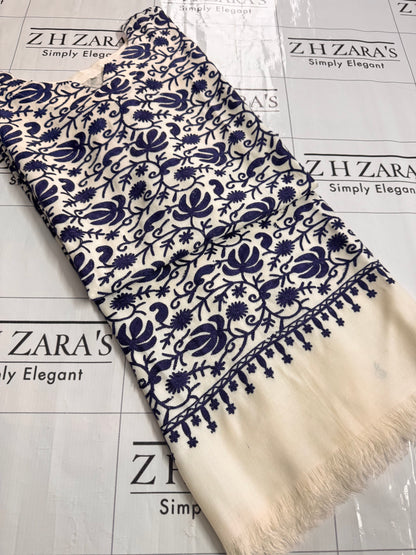 White Navy Pashmina Kaftan Shirt