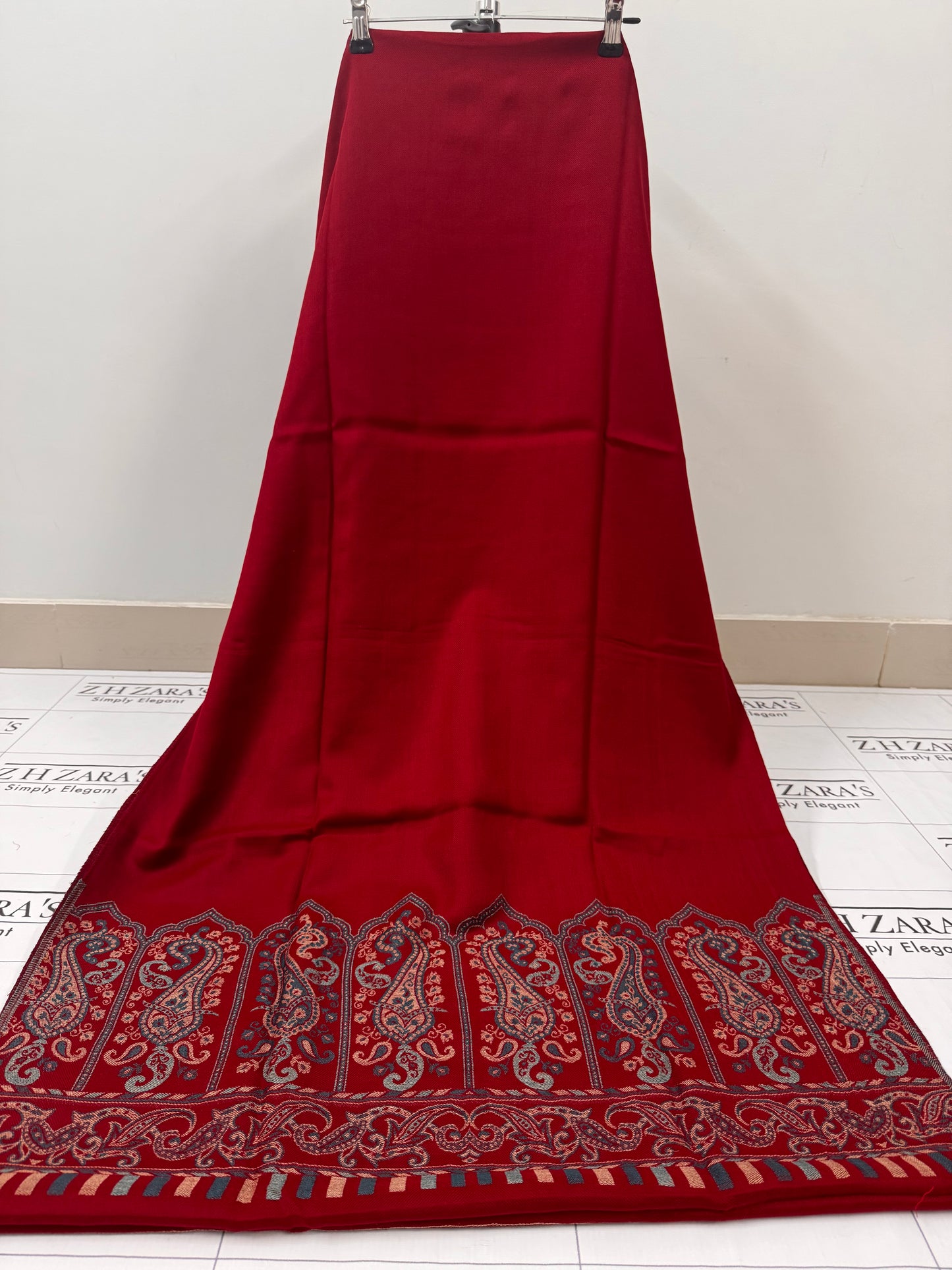 Maroon Gala Booti Pashmina 3pc