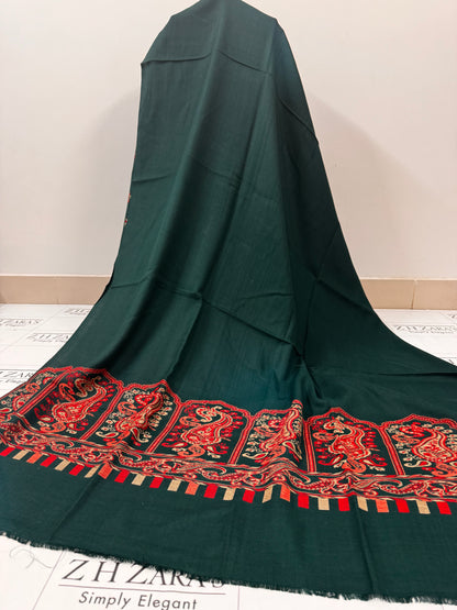 Peacock Green Gala Booti Pashmina 3pc