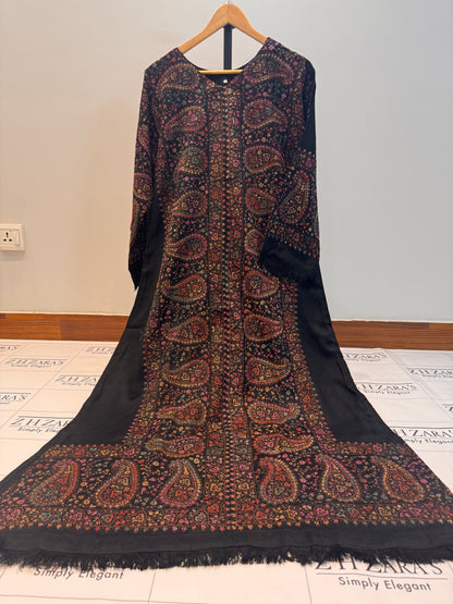 Black Needle Emb Pashmina Kaftan Shirt