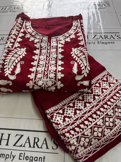 Maroon Anchor Kaftan 2pc