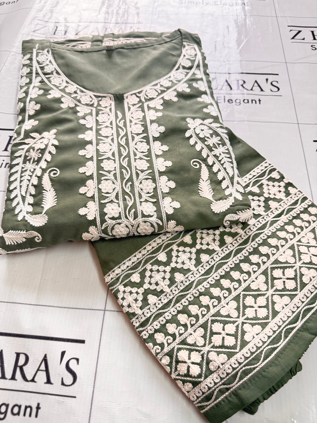 Sage Green Anchor Kaftan 2pc
