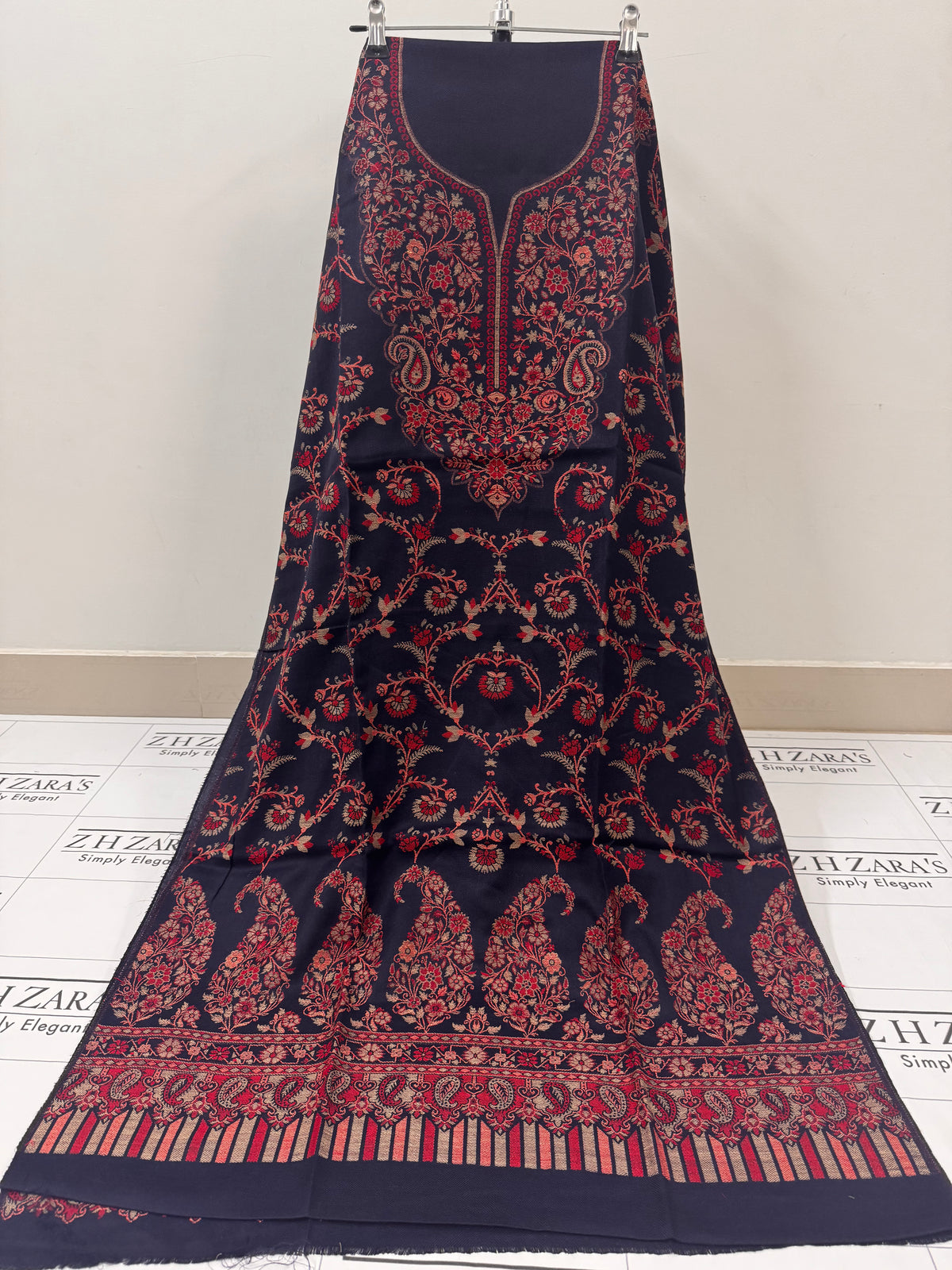 Gala Jaal Navy Blue Pashmina 3pc