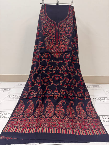 Gala Jaal Navy Blue Pashmina 3pc