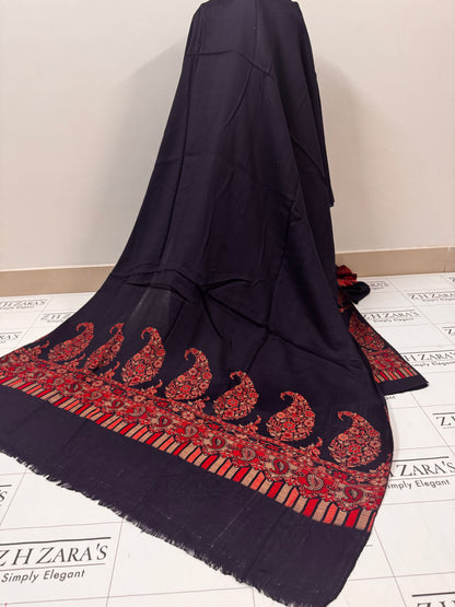 Gala Jaal Navy Blue Pashmina 3pc