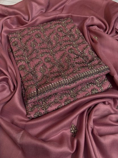 Tea Pink Shahi Pashmina 3pc