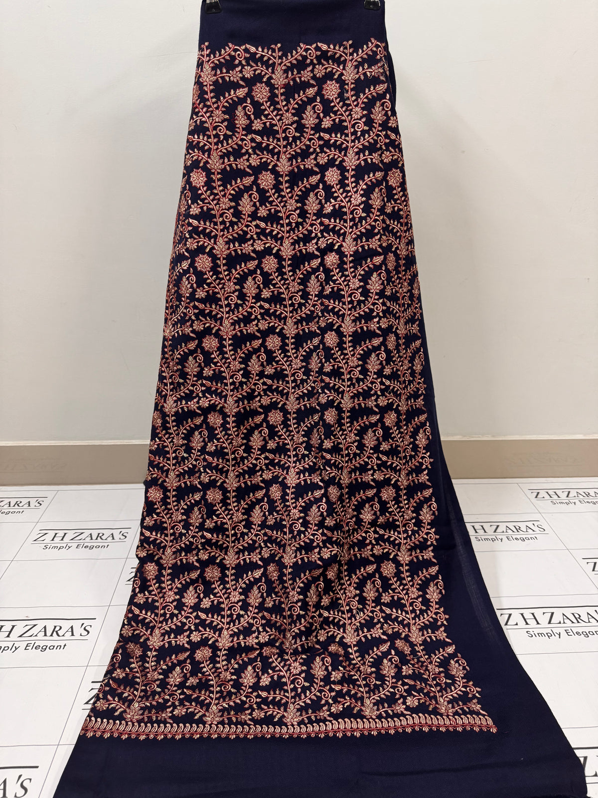 Navy Blue Shahi Pashmina 3pc