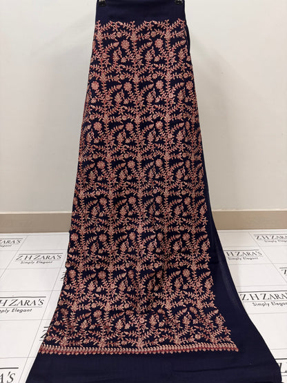Navy Blue Shahi Pashmina 3pc
