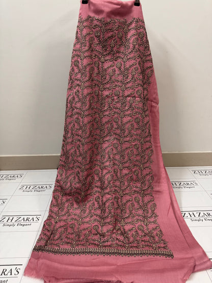 Tea Pink Shahi Pashmina 3pc