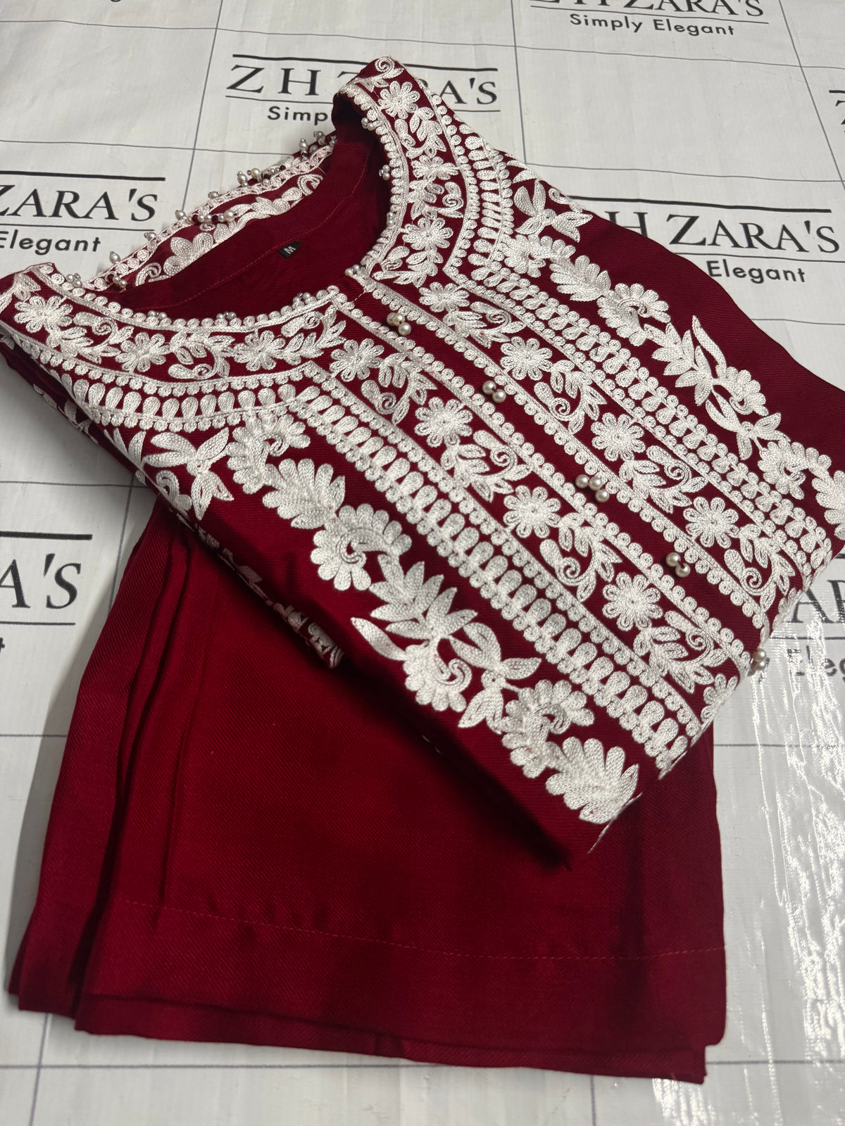Maroon Roshi Kaftan 2pc