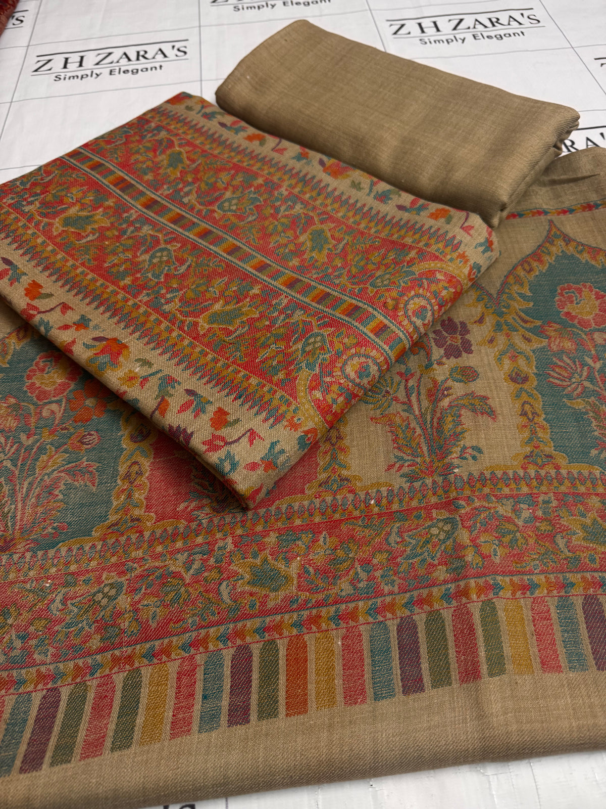 Coffee Taj Kani Pashmina 3pc