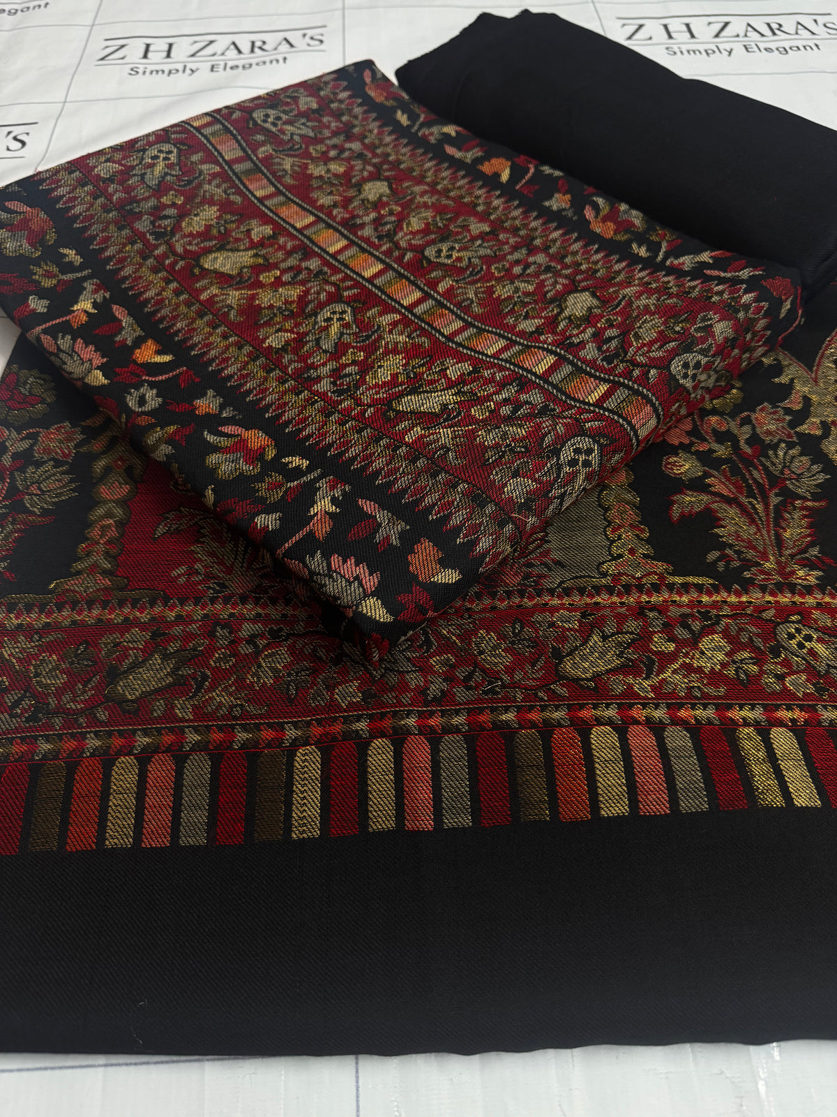 Black Taj Kani Pashmina 3pc