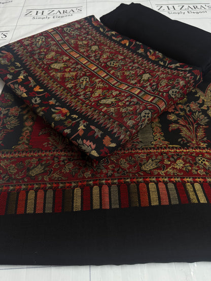 Black Taj Kani Pashmina 3pc