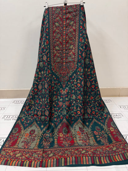 Peacock Teal Taj Kani Pashmina 3pc