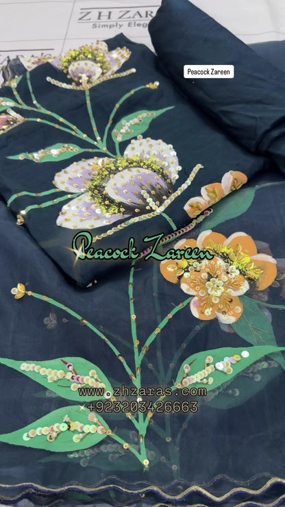Peacock Blue Zareen 3pc
