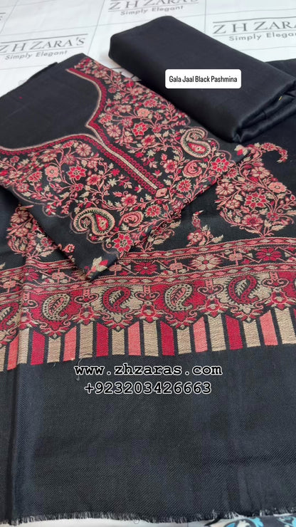 Gala Jaal Black Pashmina 3pc