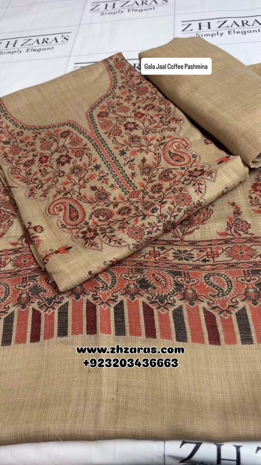 Gala Jaal Coffee Pashmina 3pc