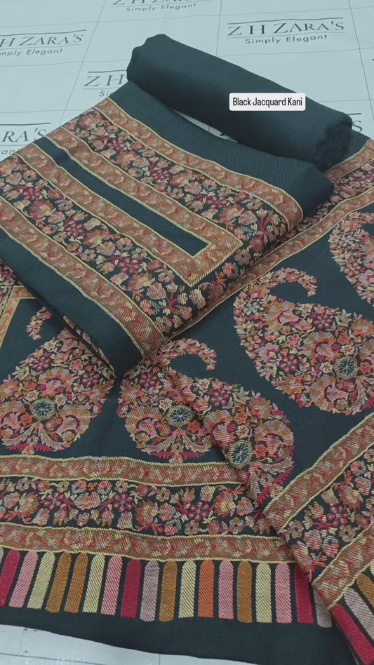 Black Jacquard Kani Pashmina 3pc