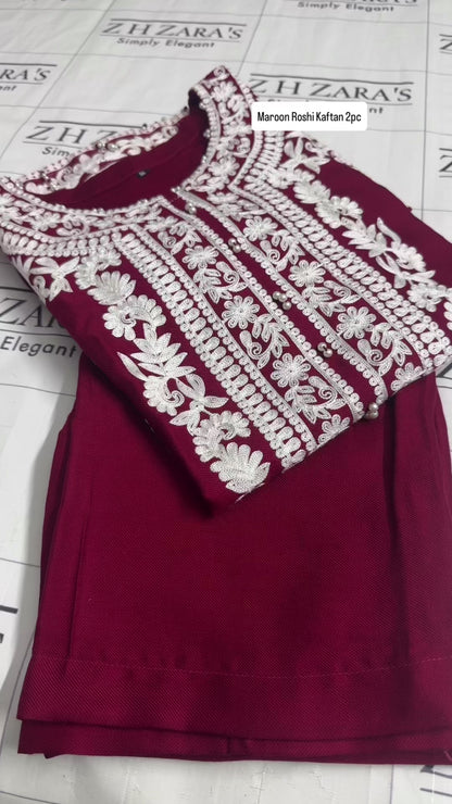 Maroon Roshi Kaftan 2pc